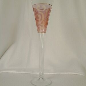 Elegant Pink Swirl Champagne Flute‎ Glass Tall Stemware
